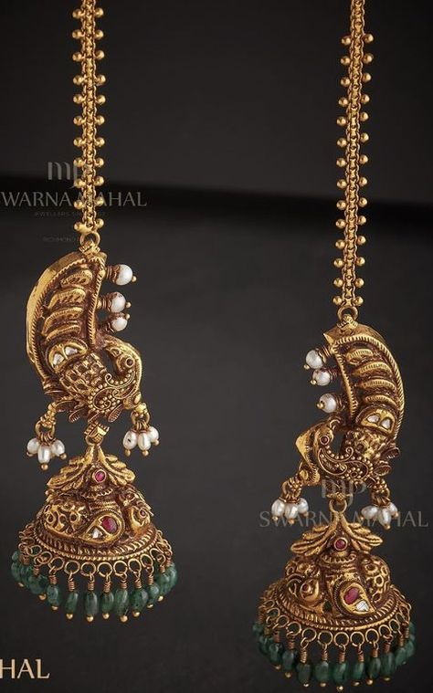 Nagas Jhumka, Temple Jewellery Jhumkas, Big Earrings Gold, Indian Jhumka, Temple Jewellery Earrings, Wedding Jewellery Designs, Wedding Jewelry Sets Bridal Jewellery, Bridal Jewellery Earrings, Antique Necklaces Design