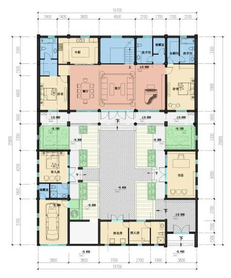 Modern day Chinese courtyard plan Japanese Courtyard House Plans, Chinese Farmhouse, Chinese Courtyard House, Japanese Courtyard House, Chinese Architecture Traditional, Traditional Courtyard, Japanese Courtyard, Courtyard Houses, Chinese Courtyard