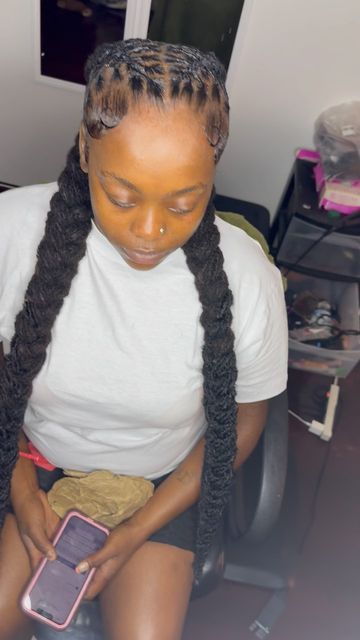 CEO - @jutherealisttt on Instagram Feed In Braids On Locs, 2 Loc Braids, Braids With Dreads, Two Braids With Locs, Loc French Braid Styles, Two Braids Over Locs, Extended Loc Styles Over Locs, Versatile Loc Styles, 2 Braids With Locs