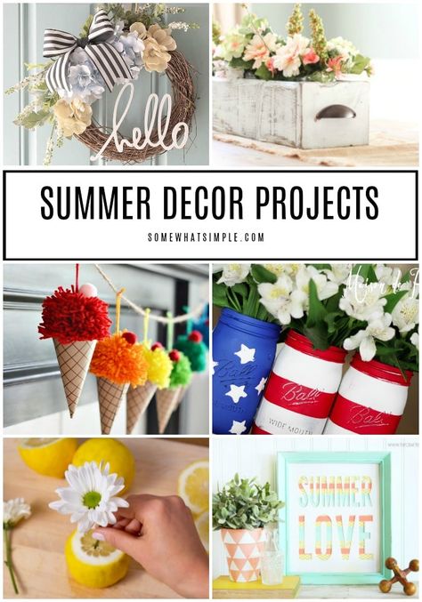 Freshen up your home this summer with some fun summer DIY projects! We're sharing 20 of our favorite summer decorating ideas you can make for your home today!  #summer #decor #DIY #projects Fun Summer Diy, Paper Projects Diy, Wooden Box Diy, Wood Banner, Summer Diy Projects, Diy Summer Crafts, Freshen Up Your Home, Weekend Crafts, Summer Mantle Decor