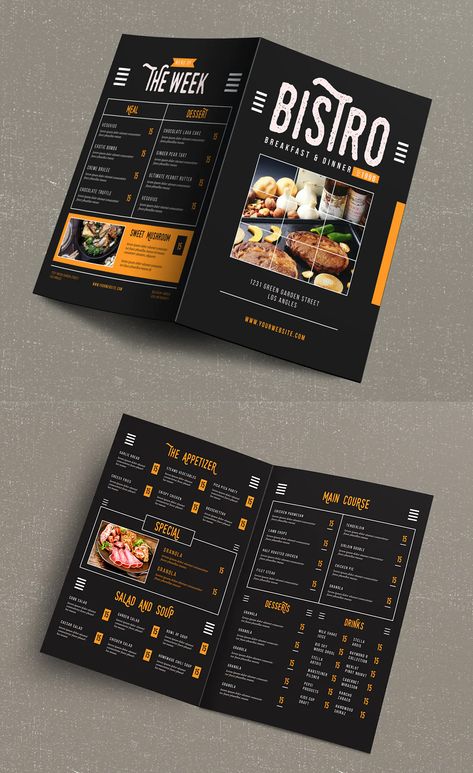 Rustic Bifold Restaurant Food Menu Template PSD, AI Grill Menu Design, Pub Menu Design, Restaurant Menu Design Ideas, Menu Design Ideas, Menu Engineering, Restaurant Menu Card, Brochure Food, Menu Card Design, Grilling Menu