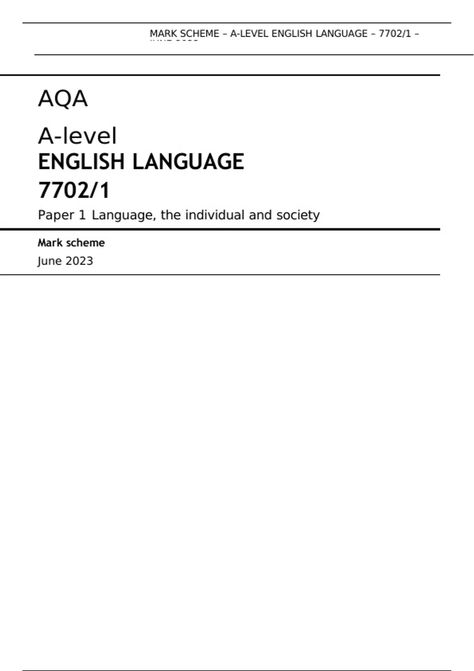 aqa-a-level-english-language-77021-paper-1language-the-individual-and-society-mark-scheme-june-2023 A Level English, A Level, English Language