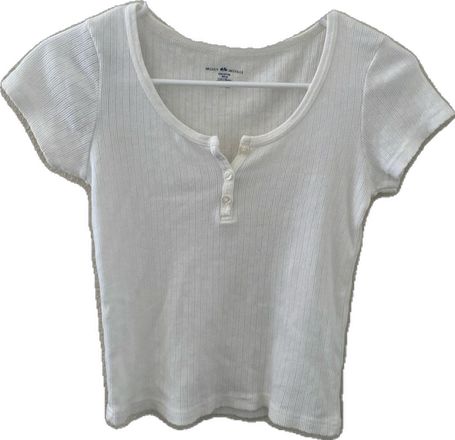 Brandy melville white Zelly ribbed 3 button top Button Top, Brandy Melville, Brandy, Topshop, Closet, White