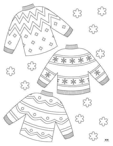 Choose from a wide variety of winter coloring pages for hours of indoor fun during the winter months! All pages can be printed from home. 100% FREE. Winter Holiday Coloring Pages, Winter Colouring Sheets, Sweater Coloring Page, Winter Colouring Pages, December Coloring Pages, Winter Coloring Sheets, Ugly Christmas Sweater Ornament, Winter Coloring Pages, Snowman Coloring Pages