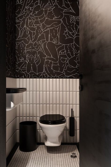 Bar Toilet Design Ideas, Toilet Bar Design, Small Bar Bathroom Ideas, Bar Toilet Design, Restaurant Restroom Design, Art On Floor, Bar Bathroom Ideas, Unique Bar Ideas, Bar Decoration Ideas