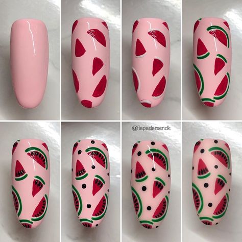 Watermelon Nail, Watermelon Nail Art, Fruit Nail Designs, Unghie Sfumate, Fruit Nail Art, Nail Designs Pictures, Watermelon Nails, Nail Drawing, Nagel Tips