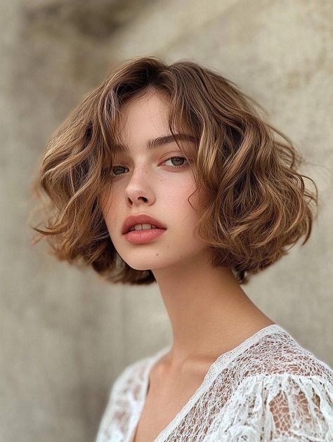 Thick Wavy Bob, Wavy Layered Bob, Wavy Bob With Bangs, Bob With Waves, Graduated Bob Haircuts, Medium Bob Haircut, Curly Pixie Haircuts, Wavy Bob Haircuts, Womens Haircuts Medium