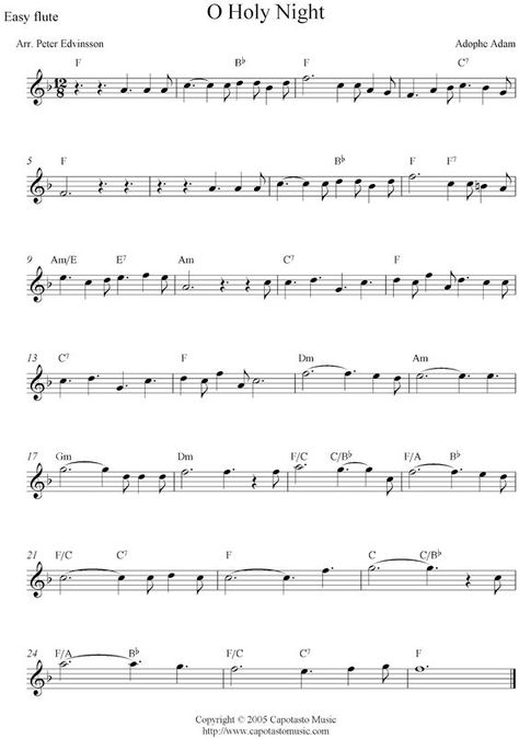 Free Sheet Music Scores: O Holy Night, free Christmas flute sheet music notes: Christmas Flute Sheet Music, Free Flute Sheet Music, Piano Sheet Music Beginners, Flute Lessons, Piano Songs Sheet Music, Sheet Music With Letters, Reading Sheet Music, Trumpet Sheet Music, Clarinet Sheet Music