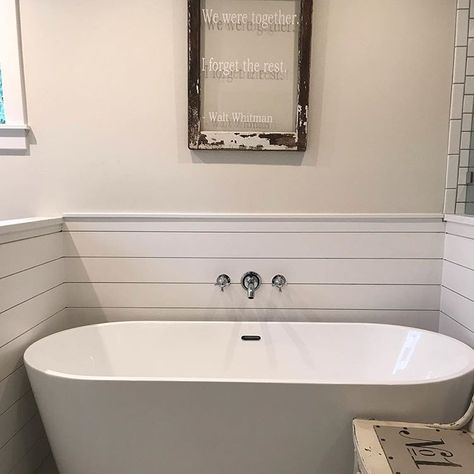 Tub time. #rhhconstruction #qualitybornandbred #pnwbuilder #pnw #customremodel #bathroomdesign #construction #shiplap #freestandingtub… Alcove Tubs, Shiplap Wall, Tub Time, Bath Tub, Free Standing Tub, Alcove Bathtub, Bathroom Design, Bathrooms, Bath