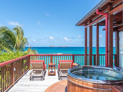 Eden Rock St. Barts deck with jacuzzi Luxury Spa Bathroom, Eden Rock, Hotel Du Cap Eden Roc, Christopher Columbus, Hotel Management, Colonial Architecture, Contemporary Furniture Design, Luxury Spa, House Museum