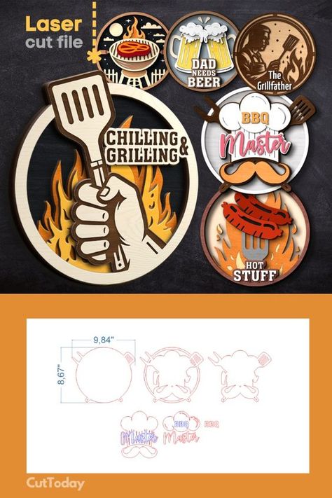 Laser cut files templates Grilling Apron, Laser Cut Box, Laser Design, Grilling Tools, Grill Master, Cooking On The Grill, 3d Laser, Lasercut Design, Laser Cut Files