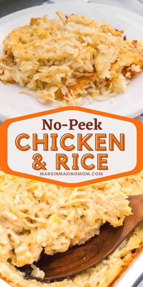 If you need an easy dinner idea that the whole family will enjoy, this baked chicken and rice recipe is sure to satisfy! You simply mix up ingredients, put the mixture in a pan, cover with foil, and bake! Easy No Peek Chicken And Rice, Chicken And Rice With Cream Cheese, Oven Chicken And Rice Easy Dinners, Chicken Rice Dishes Easy Dinners, Cheesy Chicken And Rice Oven, Baked Chicken And Brown Rice Recipes, Ww Chicken And Rice Recipes, Oven Baked Chicken Breast And Rice, Rotisserie Chicken And Rice Recipes Easy