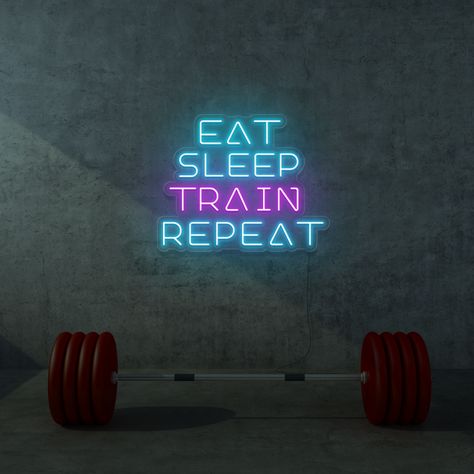 #CustomNeonSigns #UniqueLighting #NeonDesign #BrightIdeas  #WeddingNeonSigns #WeddingDecor Eat Train Sleep Repeat, Custom Order Form, Sleep Train, Neon Design, Not Love, Clay Jewelry Diy, Sleep Training, Leg Day, Order Form