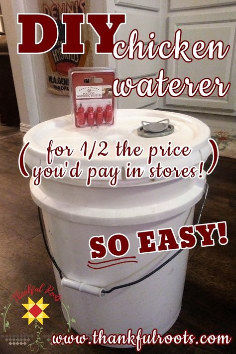 A waterer nipple set from Tractor Supply and food grade 5 gallon bucket makes the best DIY water system for poultry. We teach you how step by step Mess Free Chicken Feeder, Chicken Water Diy, Mess Free Duck Waterer, Chicken Cooling Station, Water For Chickens, Chicken Care 101, Diy Chicken Waterer, Chicken Water Heater, Duck Waterer