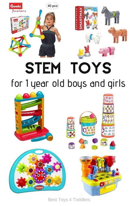 Top 10 STEM toys for 1 year old toddlers - age appropriate toys for toddlers 12 - 24 months to introduce science, technology, engeneering and math into their daily routine through play Toy Gift Guide, Steam Toys, Stem Steam, Stem For Kids, Stem Learning, Gifted Education, Science Kits, Stem Toys, Science Technology