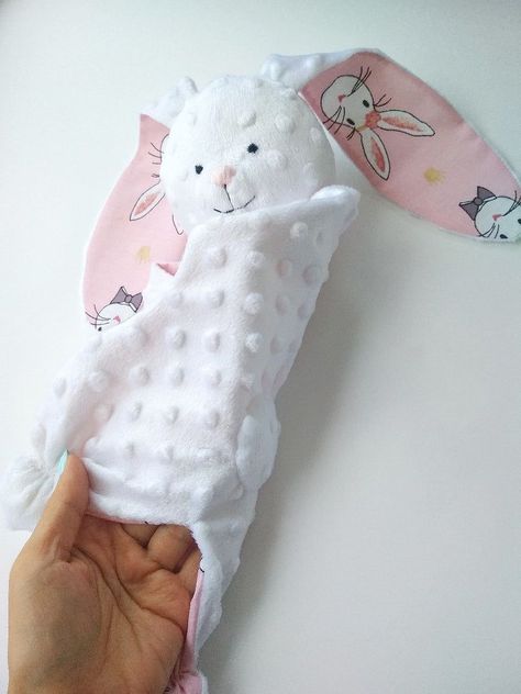 sewing toys patterns Bunny Lovey Sewing Pattern, Lovey Sewing Pattern, Fox Lovey, Bunny Sewing, Bunny Lovey, Baby Toys Diy, Start Sewing, Baby Security Blanket, Diy Bebe