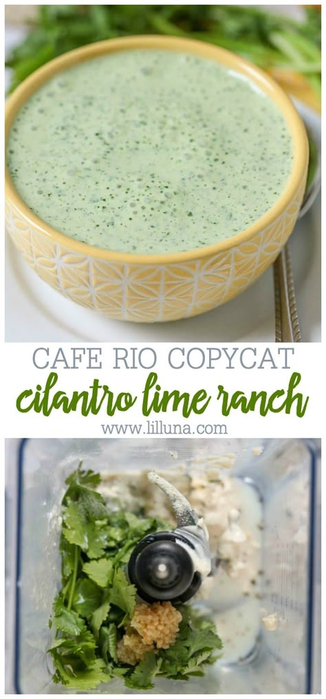 Cilantro Ranch Dressing Recipe, Cafe Rio Dressing, Cilantro Mayo, Cilantro Lime Ranch Dressing, Cilantro Ranch Dressing, Cilantro Recipes, Cafe Rio, Cilantro Dressing, Ranch Dressing Recipe