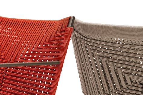 Neil Twist, MDF Italia Rope Furniture, Jean Marie Massaud, Rope Chair, Italia Design, Lounge Chair Design, Green Frame, Steel Rod, Dark Orange, Armchair Design