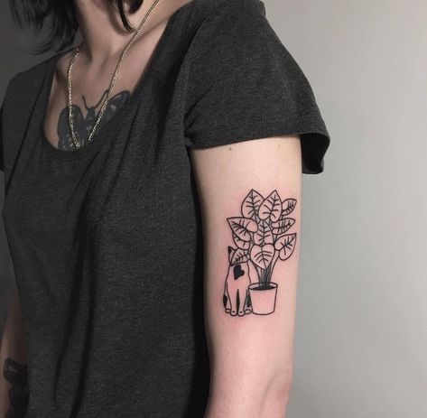 House plant Plant Tattoos, Tattoos For Lovers, Inspiration Tattoos, Plant Tattoo, Girly Tattoos, Simplistic Tattoos, Line Tattoos, Piercing Tattoo, Mini Tattoos