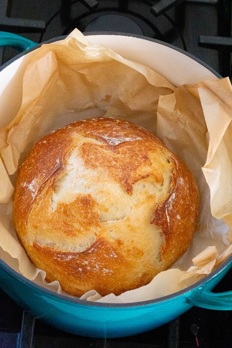 Artisan No-knead bread is a crusty bread recipe baked in a dutch oven! This is the easiest way to make crusty bread with minimal effort! Instant Pot Bread, Pot Bread, Making Sourdough Bread, Homemade Sourdough Bread, Texas Sheet Cake, Homemade Sourdough, 20 Year Old, Sourdough Bread Recipe, Leigh Anne