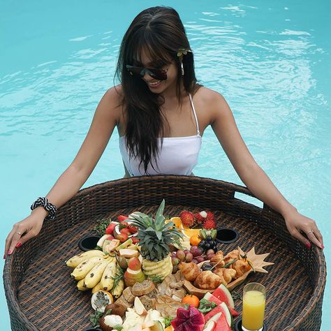 Floating Serving Trays Table Bar XLge Round - Swimming Pool Floats for Adults for Sandbars, Spas, Bath, and Parties | Floating Tray for Pool Serving Drinks, Brunch, Food on the Water - BROWN Floating Pool Tray, Pool Tray, Large Pool Floats, Beach Floats, Cheese Fruit Platters, Party Serving Trays, Pool Floats For Adults, Luxurious Pool, Hot Tub Accessories