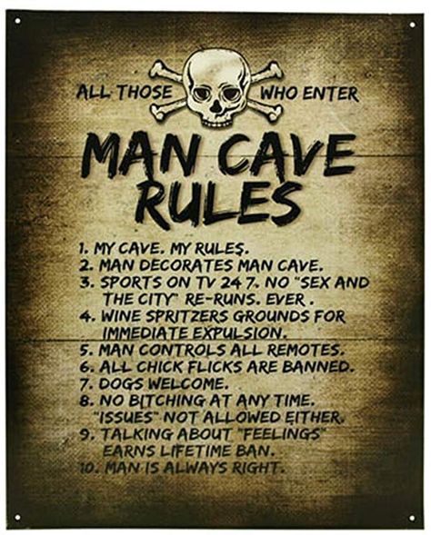 Man Cave Rules, Man Cave, Top 10, Tin, Bar