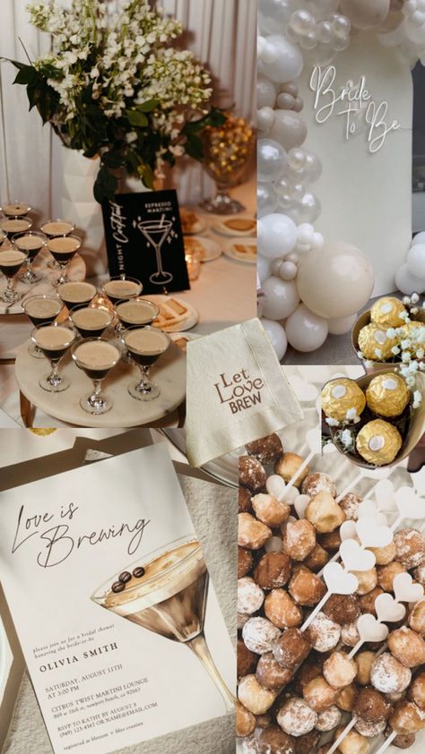 Let Love Brew Bridal Shower Board, Coffee Bridal Shower, Bridal Shower Theme Ideas, Pearl Bridal Shower, Love Is Brewing, Couples Bridal Shower, Bridal Theme, Bridal Shower Inspo, Bridal Shower Themes