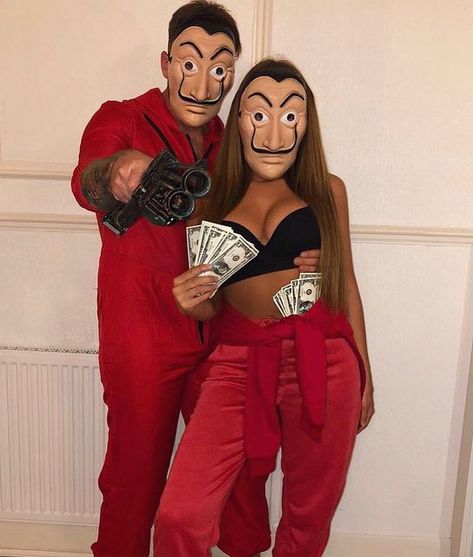 Couples For Halloween Costumes, Couples Matching Outfits Halloween, Group Costume Ideas Men And Women, Duo Couple Halloween Costumes, Duo Halloween Costumes Couple Scary, Cute Halloween Ideas For Couples, Hot Costumes For Couples, Money Heist Costume Couple, Cute Funny Couple Costumes