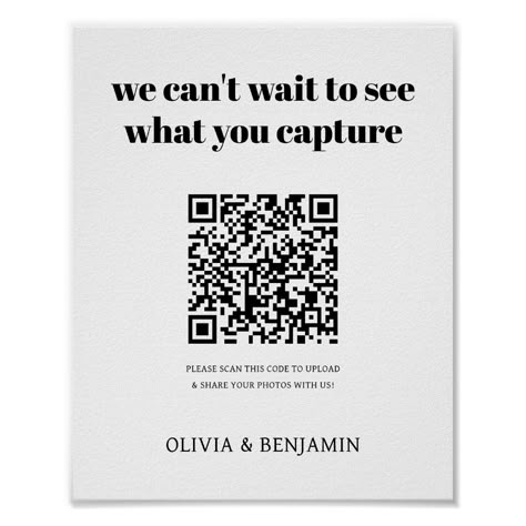 Wedding Photo Sign Ideas, Wedding Qr Code Sign Photos, Wedding Qr Code Photos, Poster With Qr Code, Wedding Qr Code, Wedding Photo Sharing, Elegant Engagement Party, Wedding Sign Decor, Qr Code Sign