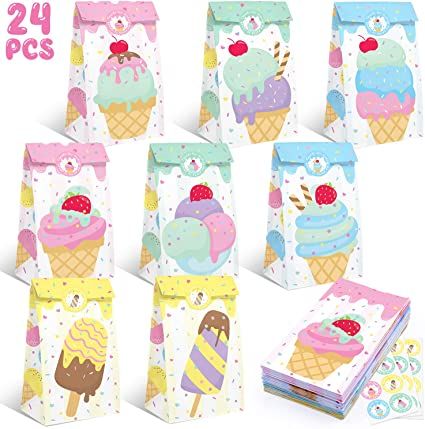 Ice Cream Party Favors, Icecream In A Bag, Ice Cream Popsicle, Ice Cream Birthday Party, Ice Cream Theme, Summer Party Decorations, Yellow Chevron, Ice Cream Birthday, Ice Cream Popsicles