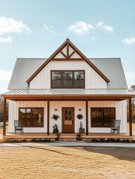 Western Home Exterior, Western House Exterior, White Barndominium, Western Decorating Ideas, Fish Hut, Barndo Plans, Modern Farmhouse Ideas, Small House Living, Hut House