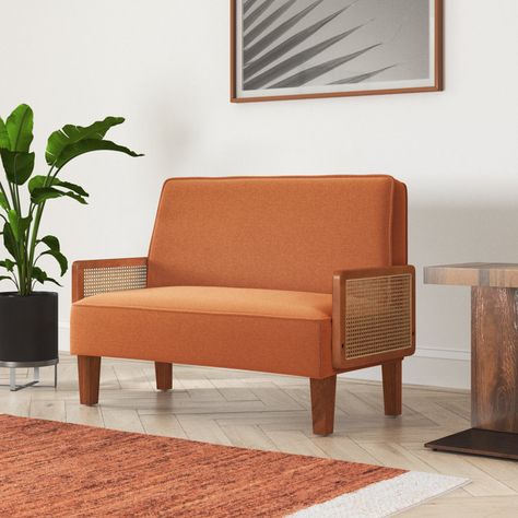 Arminas 43'' Upholstered Loveseat Orange Loveseat, Mid Century Sofa Bed, Single Seat Sofa, Library Furniture, Single Sofa Chair, Sofa Set Designs, Mid Century Sofa, Living Room Furniture Sofas, Single Sofa