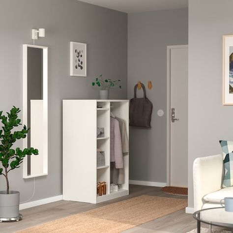 SYVDE Open wardrobe, white - IKEA Ikea Syvde, Hack Ikea, Table Ikea, Open Wardrobe, Small Wardrobe, Pant Hangers, Wardrobe Cabinets, Clothes Rail, Closet Designs