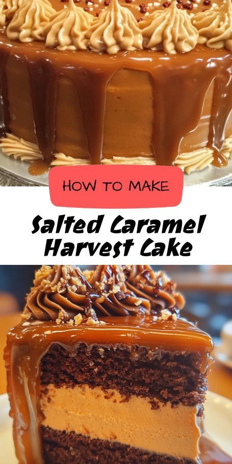 Salted Caramel Harvest Cake Recipe - Cozy Autumn Baking Indulge in the rich flavors of fall with this Salted Caramel Harvest Cake. Perfect for cool October nights, this cake blends the warmth of salted caramel with spices like cinnamon and nutmeg to create a decadent treat. Ideal for home baking enthusiasts and dessert lovers alike! Harvest Cake Recipe, Salted Caramel Cake Recipe, Harvest Cake, Unique Dessert Ideas, Cakes Fillings, Cake Recipe Homemade, Caramel Cake Recipe, Salted Caramel Cake, Autumn Baking