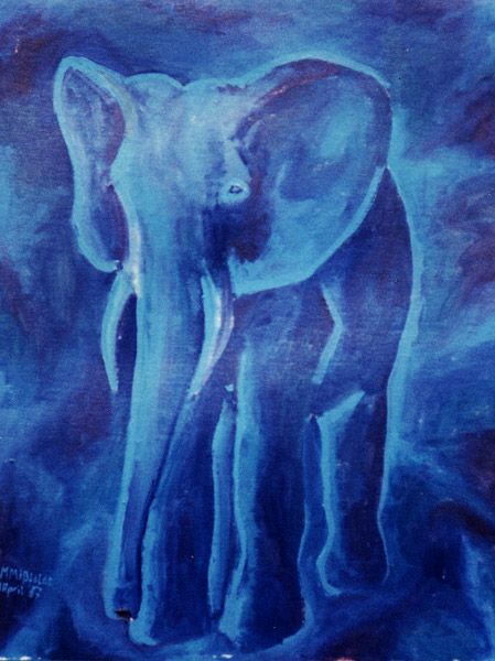 Blue Elephant by night (Oilpainting) - by Martin Missfeldt. #blue #elephant Blue Elephant Wallpaper, Two Elephants Painting, Colourful Elephant Painting, Elephant Artwork Abstract, Elephant Miniature Painting, Types Of Blue, Purple Elephant, Elephant Walk, Elephant Painting