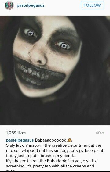 The babadook makeup Babadook Makeup, Babadook Costume, Satanic Makeup, Baby Doll Makeup, The Babadook, Crazy Face, Creepy Baby Dolls, Scary Animals, Horror Artwork