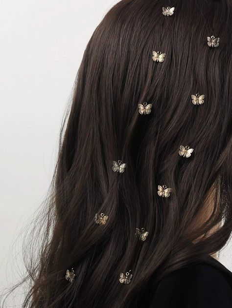 2pcs Butterfly Decor Hair Clip | SHEIN Straight Hair With Accessories, Hair Assecery, Hair Butterflies, Types Of Accessories, Hair Decoration Accessories, Accessories For Hair, Cute Hair Accessories, Butterfly Hair Clips, Hair Accessories Collection