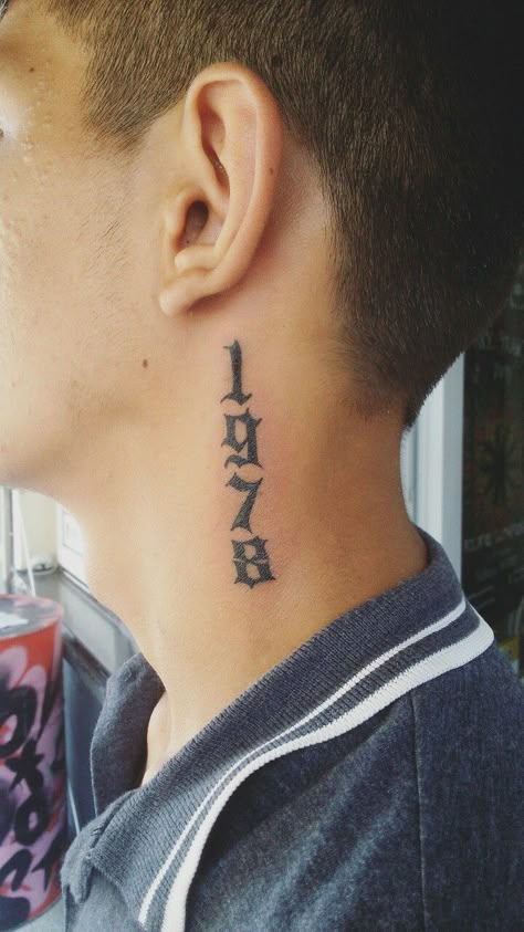 2002 Neck Tattoo, Family Neck Tattoo, Birth Year Neck Tattoo, 2003 Neck Tattoo, Numbers On Neck Tattoo, Vertical Number Tattoo, Neck Number Tattoo, Date Neck Tattoo, Year Neck Tattoo