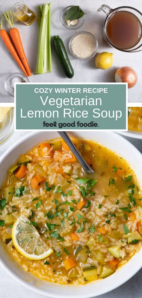 Vegetarian Soups For Colds, Soup For Colds Vegetarian, Endive Soup Recipes, Rainy Day Vegetarian Dinner, Vegetarian Lemon Rice Soup, Rice Soup Recipes Vegetarian, Quick Vegan Soup Recipes, Veggie And Rice Soup, Vegetarian Rice Soup Recipes