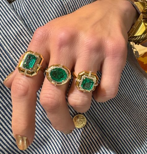 Sophisticated Square Cut Emerald Ring – Milestones by Ashleigh Bergman Empress Jewelry, Vintage Emerald Rings, Emerald Statement Ring, Emerald Green Jewelry, Colored Stone Engagement Rings, Maximalist Jewelry, Full Finger Rings, Emerald Ring Vintage, Dream Rings