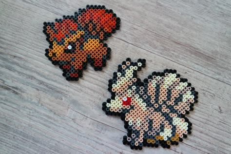 037 Goupix / Vulpix 038 Feunard / Ninetales Vulpix Perler Beads, Ninetales Pokemon, Bead Pokemon, Perler Bead Pokemon Patterns, Hama Beads Pokemon, Pokémon Perler, Melt Beads Patterns, 151 Pokemon, Pokemon Perler