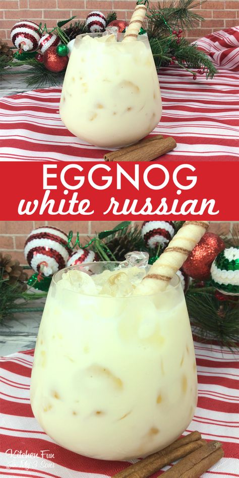 Eggnog White Russian, Easy Winter Cocktails, Christmas Drinks Alcohol Recipes, Christmas Drinks Alcohol, Jello Shot, Eggnog Recipe, Boozy Drinks, White Russian, Almond Joy