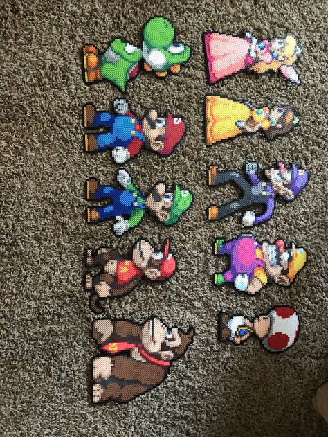 Mario party perler beads Perler Bead Patterns Mario Bros, Super Mario Beads Pattern, Big Fuse Bead Patterns, Perler Bead Super Mario, Perler Switch Cover, Perler Bead Mario Patterns, Perler Beads Big Designs, Perler Beads Video Games, Best Friend Perler Bead Patterns