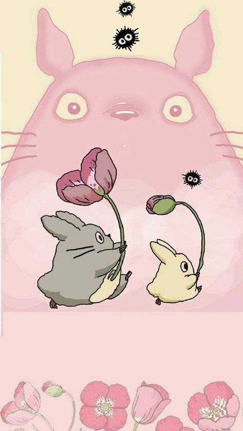 S23 Ultra Wallpaper Aesthetic, Ghibli Pink Wallpaper, Pink Totoro Wallpaper, Totoro Wallpaper, Wallpaper Iphone Tumblr, Cute Wallpaper Iphone, Cute Totoro, Aesthetic Wallpaper Dark, Iphone Aesthetic Wallpaper