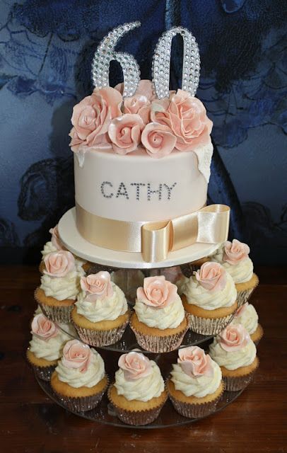 Sandy's Cakes: Classy Cathy is 60.   Love the peach color with silver 60th Birthday Cupcakes For Ladies, 60th Cake Ideas For Women, 60th Birthday Cake Ideas For Women, 60 Birthday Cakes For Women, 60th Birthday Cake For Ladies, 50th Birthday Celebration Ideas, 60th Birthday Cupcakes, Bd Cake, Belly Cakes