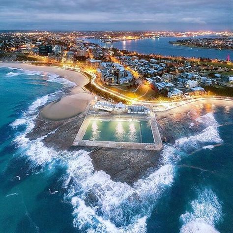 70.9k Likes, 553 Comments - Australia (@australia) on Instagram: “Pre-dawn light show over the #Newcastle Ocean Baths - not a bad view, don't you think? If you look…” Newcastle Town, Australian Road Trip, Newcastle Nsw, Beach House Interior Design, 17 December, Beautiful Places To Visit, Light Show, Australia Travel, Holiday Destinations