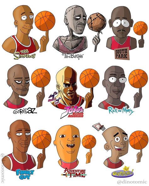 Michael Jordan drawn in different styles. @chicagobulls thank you for ordering and sharing my work !:) the more I do these the more I feel… Michael Jordan Art, Dope Cartoons, Art Style Challenge, Cartoon Style Drawing, Nba Art, Image Swag, Basketball Wallpaper, Basketball Art, Celebrity Drawings