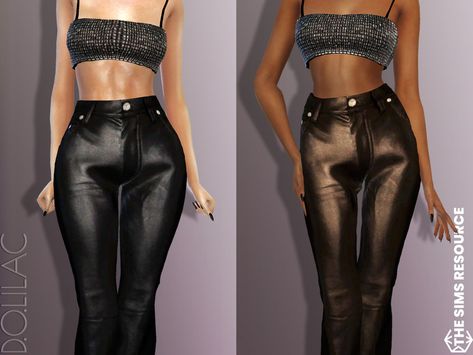 Faux Leather Trousers, Sims 4 Cc Skin, Female Shorts, Sims Hair, Leather Mini Dress, Satin Pants, Leather Jeans, Ruched Midi Dress, Cotton Midi Dress