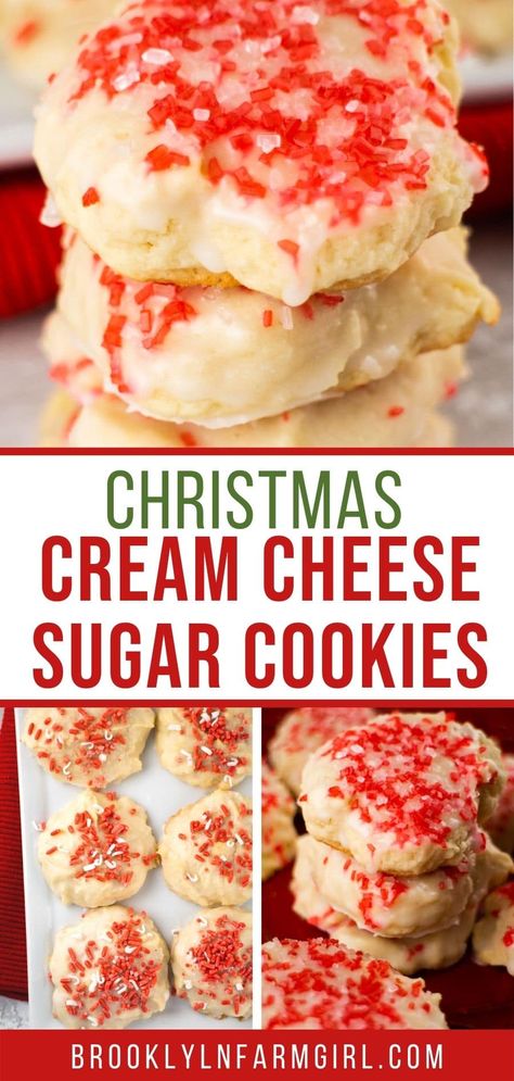 Cinnamon Cream Cheese Cookies, Cream Cheese Christmas Cookies, Cream Cheese Sugar Cookie Recipe, Cheese Christmas, Cream Cheese Cookie Recipe, Cream Cheese Recipe, Cream Cheese Sugar Cookies, Sprinkles Recipe, Homemade Candy