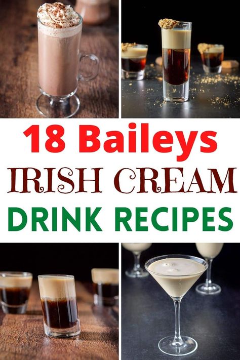 Check out these 18 different cocktails to make with Baileys Irish Cream and find a new favorite way to drink this creamy liqueur. From frozen cocktails to simple shooters, there’s something for everyone and even some drinks that are perfect for the holidays. Just grab a few ingredients and you’ll have a delicious Baileys cocktail in no time. Frozen Baileys Drinks, Drinks Made With Baileys, Shots With Baileys Irish Cream, Irish Cream Drinks Cocktails, Drinks To Make With Baileys, Baileys Chocolate Liquor Recipes, Baileys Shots, St Patty Drinks, Drinks With Baileys